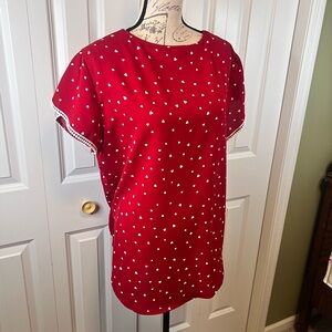 Red Heart Print Top